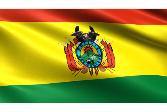 Bolivia Flag, with Waving Fabric Texture: Design Asset