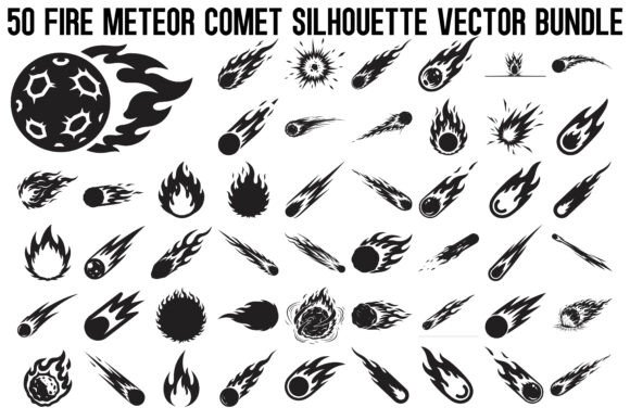 Fire Meteor Comet Silhouette: Dynamic Vector Graphics for Bold Design