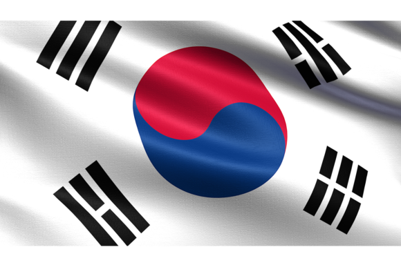 South Korea Flag: Waving Fabric Texture for Design
